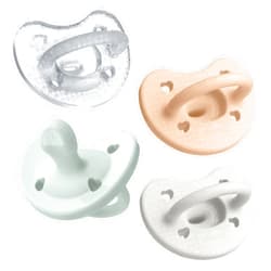 Chicco PhysioForma Luxe Silicone One Piece Pacifier for Babies Aged 0-6m | Fashion Textured Shield | BPA & Latex Free | Reusable Sterilizing Case | Multicolor, 4pk