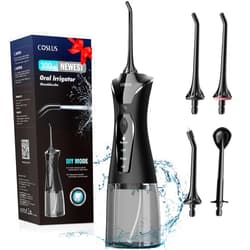 COSLUS Water Dental Flosser Pick for Teeth: 4 Modes Cordless Portable 300ML Larger Tank Water Teeth Cleaner IPX7 Waterproof Flossing Cleaning Picks for Home Travel FC5360