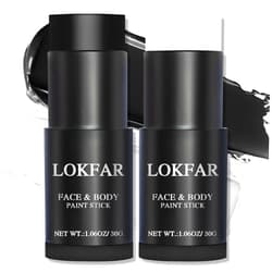LOKFAR Black and White Face Paint Halloween Makeup Kit Professional, White Foundation Makeup Eye Black Stick, Black White Face Makeup for Halloween Zombie Clown Vampire Skeleton Skull Joker Makeup