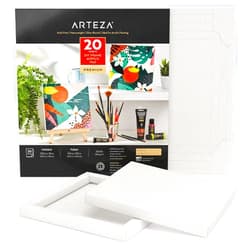 ARTEZA Acrylic Paper Foldable Canvas Pad, 9.5x9.5 Inches, 20 Sheets, DIY Frame