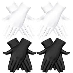SATINIOR 4 Pairs Adult Spandex Gloves Wrist Length Gloves Gown Opera Gloves Party Cosplay, White and Black