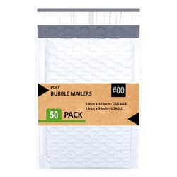 SALES4LESS - Poly Bubble Mailers, Waterproof & Cushioned Padded Envelopes for Shipping, 5 x 10 in (50 Pack, White)
