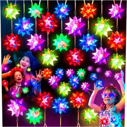 HONLYNE100 PCS Flashing Crystal Star Necklaces, Glow Necklaces Bulk Light up Party Favors, LED Glow in The Dark Necklaces for Kids Adults Birthday Glow Party Rave Halloween Goodie Bags Filler