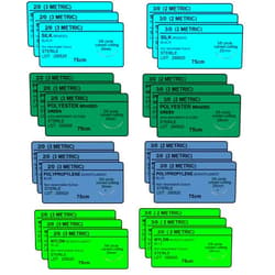 A2Z SCILAB 24 PK Mixed Training Sutures Thread with Needle Non-Absorbable: Nylon, Silk, Polyester, Polypropylene) - Wound Student Training Kit, Emergency First Aid Demo (2-0, 3-0,)