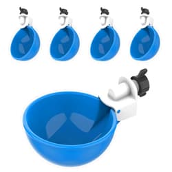 Lil'Clucker Lil Clucker - Blue Large Automatic Chicken Waterer Cups Suitable for Ducks, Geese, Turkeys, and Bunny Rabbit - Water Feeder Kit - Poultry Waterer - Pack of 5
