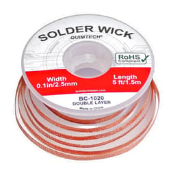 QUIMTECH (2 pcs) Solder Wick Braid Copper Wire with flux 5 ft.(1.5M) Length X 2.5mm Width I Desoldering Wire I Solder Sucker I Solder Remover I Soldering Iron I Solder Braid for Circuit Board (2)
