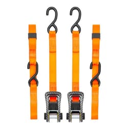 SMARTSTRAPS 240 Orange 10' Premium Ratchet Straps, 2 Pack (CarbonX, 3,000 lbs)