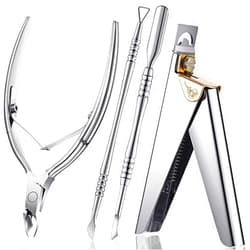 Mudder Acrylic Nail Clippers Kit False Nails Tips Cutter Professional Cuticle Trimmer Nipper Cutter Pusher Remover Stainless Steel Manicure Pedicure Art Tools Set Salon Home(Silver)