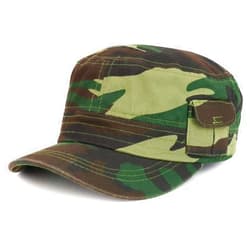 Trendy Apparel Shop Plain Castro Flat Top Style Army Cap with Pocket