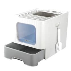 MIU PET Large Cat Litter Box with Lid, Foldable Fully Enclosed Anti-Splashing Cat Litter Box with Scoop,Drawer Type Cat Toilet, Easy to Installation and Clean，Odorless