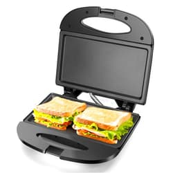 Aigostar Sandwich Maker with Non-stick Deep Grid Surface for Egg, Ham, Steaks Compact Electric Grill Tostadora de Pan Black, ETL Certificated, Roy