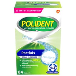 Polident Partials Denture Cleaning Tablets, Triple Fresh Mint, 84 Count, White