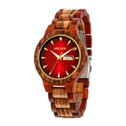 MII YEW Men's Wooden Watch Lightweight Analog Quartz Handmade Wood Watches with Date