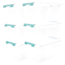 Afromy 20 Quart Stackable Plastic Storage Bins with Lids, 6 Pack Durable Nestable Containers, Clear Latching Storage Box