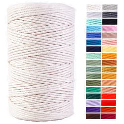 ZXCDINO Macrame Cord 3mm x 220Yards 100% Natural Cotton Macrame Rope Cotton Cord for Handmade Macrame Supplies, Wall Hanging, Plant Hangers, Crafts, Knitting, Decorative Projects