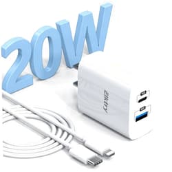 Elktry iPhone Fast Wall Charger 20W, 【MFi Certified】 Elktry Dual-Port PD 3.0 USB C & QC 3.0 USB A Charger Block with 6FT Lightning Cable Compatible with iPhone13/12/11 Pro/iPad/iPod/Air Pods etc