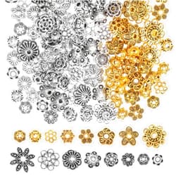 Bremorou Flower Spacer Beads Caps Gold Silver Filigree Bead Caps Metal Filigree Flower Cup Shape Bead Bails End Charm Caps Bead Caps For Jewelry Making Bracelet Necklace Earrings Diy Crafts Supplies
