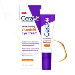 CeraVe Skin Renewing Vitamin C Eye Cream, Vitamin C, Hyaluronic Acid, Ceramides & Caffeine, Under Eye Cream For Dark Circles and Puffiness, Fragrance Free & Ophthalmologist Tested, 0.5 Fl. Oz