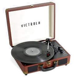 Victrola Journey+ Bluetooth Suitcase Record Player, Dark Brown (VSC-400SB-DBR-SDF)