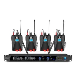 D Debra Audio PRO ER-202 UHF Dual Channel Wireless in Ear Monitor System with Monitoring Type for Stage, Receiver for Studio, Guitar, Band Performance (Dual Channel, 4 Bodypack)