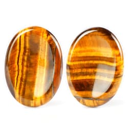 Artistone Thumb Worry Stones for Anxiety Healing Crystals Sets 2PCS Tiger Eye Hand Carved Gemstone Pocket Palm Stones Meditation Reiki Chakra
