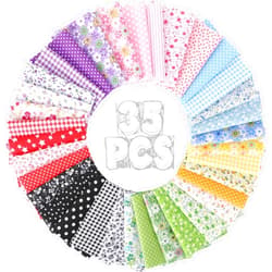 Macarrie 35 Pcs 100% Cotton Fabric Quilting Patchwork Fabric Fat Quarter for Sewing Quilting Squares Fabric Bundles Floral Printed Sewing Supplies for Quilting Patchwork (10 x 10 Inch)
