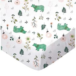 SHEETWORLD.COM SheetWorld Fitted Playard Sheet for Maxi-COSI Swift – 31 x 39 – 100% Cotton Jersey – Hypoallergenic, Butter Soft – Woodland Bears Print – Made in USA