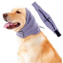 HEYWEAN Dog Ear Muffs with Velcro Noise Protection Hoodie for Dogs Breathable Calming Head Wrap with Ear Covers Anxiety Relief for Thunderstorms Purple Medium