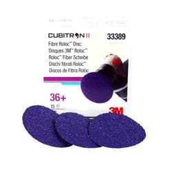 3M Cubitron II Ceramic Purple Quick Change Fibre Disc - Fibre Backing - 36+ Grit - 3 in Diameter - 33389 [PRICE is per BOX]