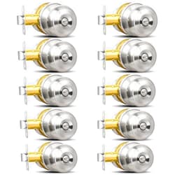 Sopoby Privacy Door Knob, 10 Pack Brushed Nickel Round Keyless Doorknobs Interior/Exterior Lockset, Privacy Locking Door Knobs for Bedroom/Bathroom, Modern Design Door Hardware