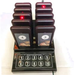 QMTWTFSS 10 Pager buzzers 1 keypad Queue Number Call Wireless Calling System Queue Call Restaurant Paging System for Restaurant Church Food Truck Coffee Shop Office