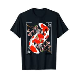 Japanese Koi Carp Clothes Men Women Kids Japanese Koi Carp Fish Nishikigoi Aesthetic Cherry Blossom T-Shirt