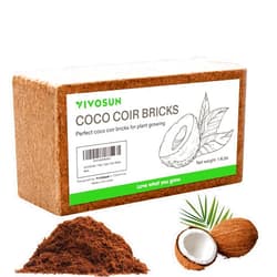 VIVOSUN Coco Coir Brick, 1.4lbs 100% Natural Organic Compressed Coconut Coir Fiber with Low EC, PH Balance & High Nutrition, Coconut Fiber Substrate, Coconut Soil for Plants