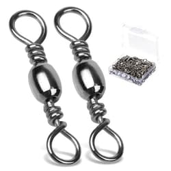 AMYSPORTS High Strength Fishing Swivels Barrel Solid Ring Barrel Fishing Swivel Rolling Fishing Tackle Line Connector Saltwater Freshwater Stainless Steel Accessories