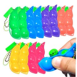 Ganjiang 12PCS Squeeze Bean Keychain Fidget Toys for Skin Picking, Pea Pod Sensory Fidget Toys,Stress Relief,Party Favor Toys