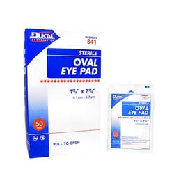 Dukal Oval Eye Pads 1 5/8 x 2 5/8. Pack of 50 Cotton Pads for Eyes. Absorbent Sterile Pads for Eye Protection. Easy Place tab. Individually Wrapped. Sealed Edges, 841