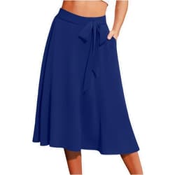 Yincro Women's A-Line Midi Skirt with Pockets High Waist Flared Below The Knee Skirts