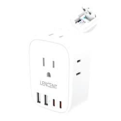 LENCENT European Travel Plug Adapter, LENCENT International Type-C Foldable Power Plug with 4 Outlets, USB C Charger Adaptor, US to Most of Europe EU Iceland Spain Italy France Germany, Cruise Ship Approved