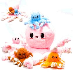 Aoriher 5 Pcs Stuffed Octopus Toys Set 24 Inch Large Mommy Octopus Stuffed Animal with 4 Plush Babies in Belly for Birthday Under The Sea Ocean Party