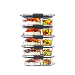 Rubbermaid® Brilliance™ Meal Prep Containers, 2-Compartment Food Storage Containers, 2.85 Cup, 5-Pack