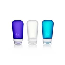 humangear Gotoob+ Silicone Travel Bottle with Locking Cap, 3-Pack, Large (3.4oz), Clear/Purple/Teal, One Size