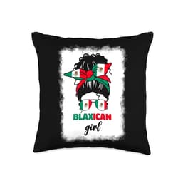 Blaxican Girl Mexico Flag Designs Co. Blaxican Mexican American Black Girl Mexico Flag Chicano Fun Throw Pillow, 16x16, Multicolor