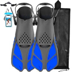 Happyouth Swim Fins Snorkel Fins Snorkeling Gear Flippers for Swimming Short Diving Fins Travel Size with Mesh Bag Extra Fin Strap Open Heel Adjustable