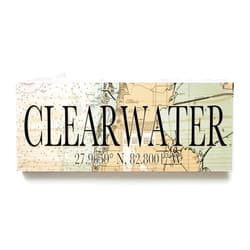 MapMom Clearwater Florida 3x9 Wood Coordinate Wall Hanging Sign; Shelfsitter | High Definition Ink Printed On Wood Home Décor Map | Ready to Hang | Perfect Gift for the Perfect Place