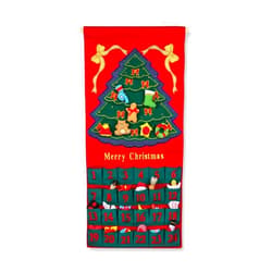 Pockets of Learning Merry Christmas Green Tree Advent Calendar by Pockets of Learning | Festive Holiday Décor, Seasonal Fabric Wall Hanging | Cloth Christmas Countdown w/ 24 Stuffed Cloth Ornaments