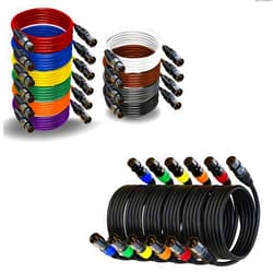 AuxLink XLR Cables 25FT 2Pack and Color Coded XLR Cables 6ft 10Pack