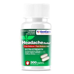 GenCare - Headache Relief Acetaminophen with Aspirin (NSAID) & Caffeine (300 Caplets) Value Pack | Head Pain, Muscle Aches, Back Pain & Body | Generic Excedrin Extra Strength