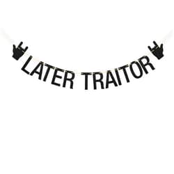Kaakswa Later Traitor Banner，Graduation/Going Away/Farewell Theme Party Decorations Black Glitter Rock and roll Party Supplies