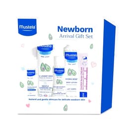 Mustela Newborn Arrival Gift Set - Baby Skincare & Bath Time Essentials - Natural & Plant Based - 5 Items Set