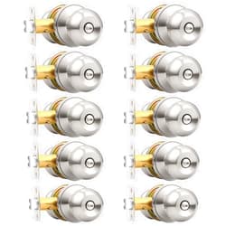 Probrico Bedroom Bathroom Door Knobs Brushed Nickel Door Handles, Interior Door Knobs Locks Privacy Door Knobs Stainless Steel, 10 Pack